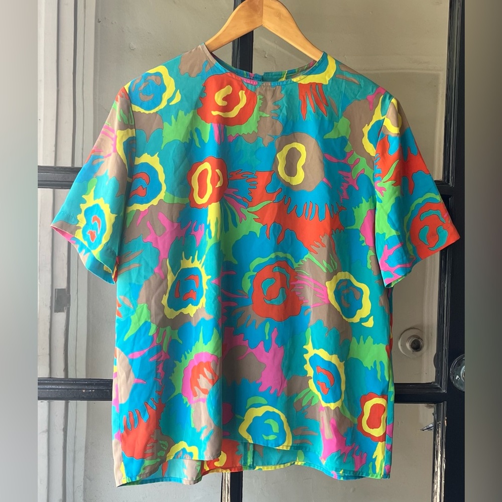 Lovely Vintage 90’s Lilli Ann Abstract Silk Blouse